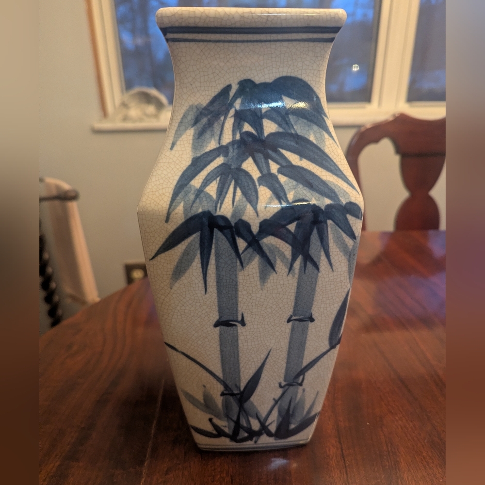 Vintage Blue and White Porcelain Bamboo Vases China - Picture 3 of 6